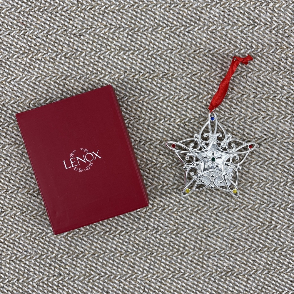 Vintage Lenox Sparkle And Scroll Star Christmas Ornament